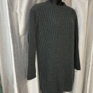 Gilli Sweater Dress Women’s M Gray Ribbed Mock Neck Oversize Loose Fit